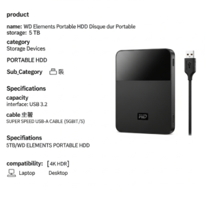 WD Elements Portable HDD Disque dur Portable/ 5 TB